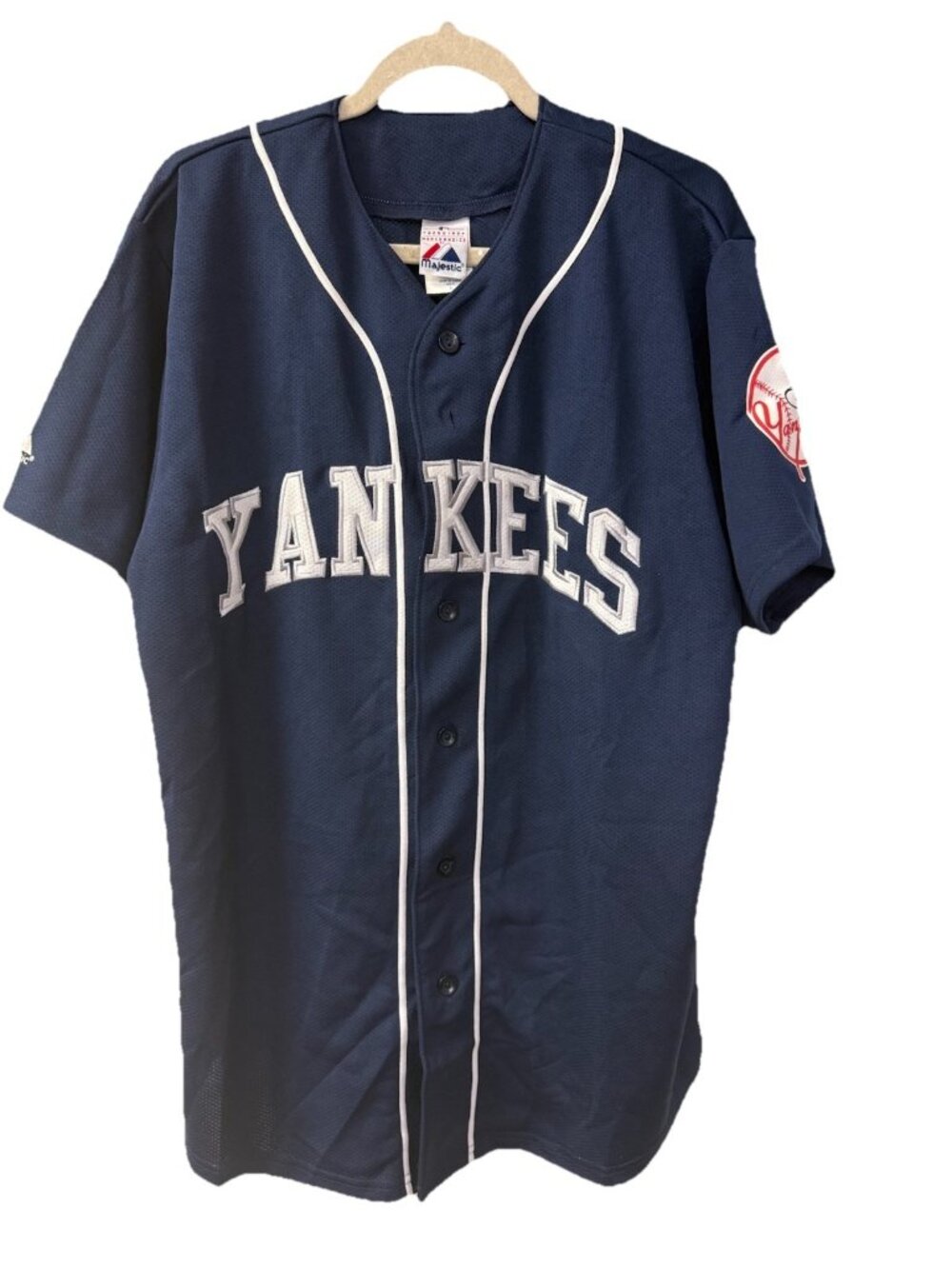 Majestic New York Yankees Jersey Large blank l blue adult